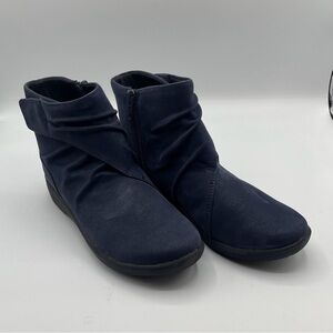 Clarks SILLIAN TANA Navy Blue Ankle Boots, size various NEW